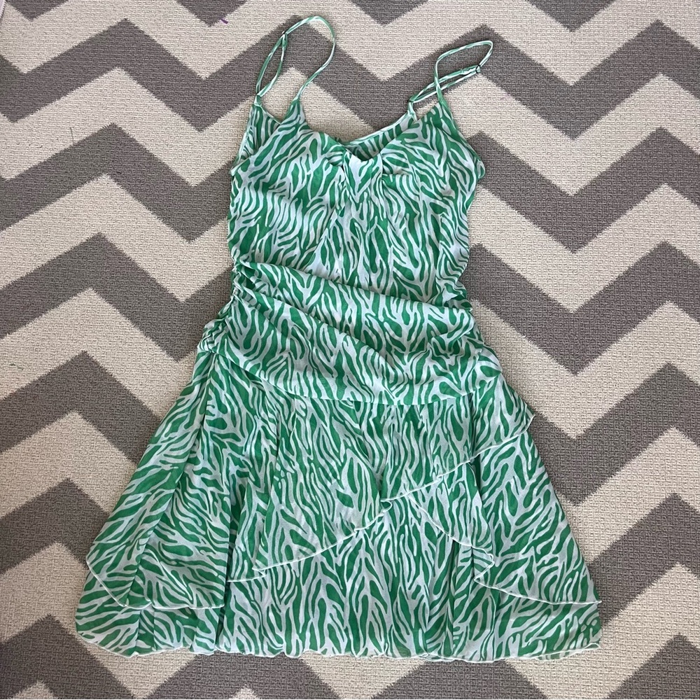 Diane von Furstenberg x Target Green and White Patterned Mini Dress